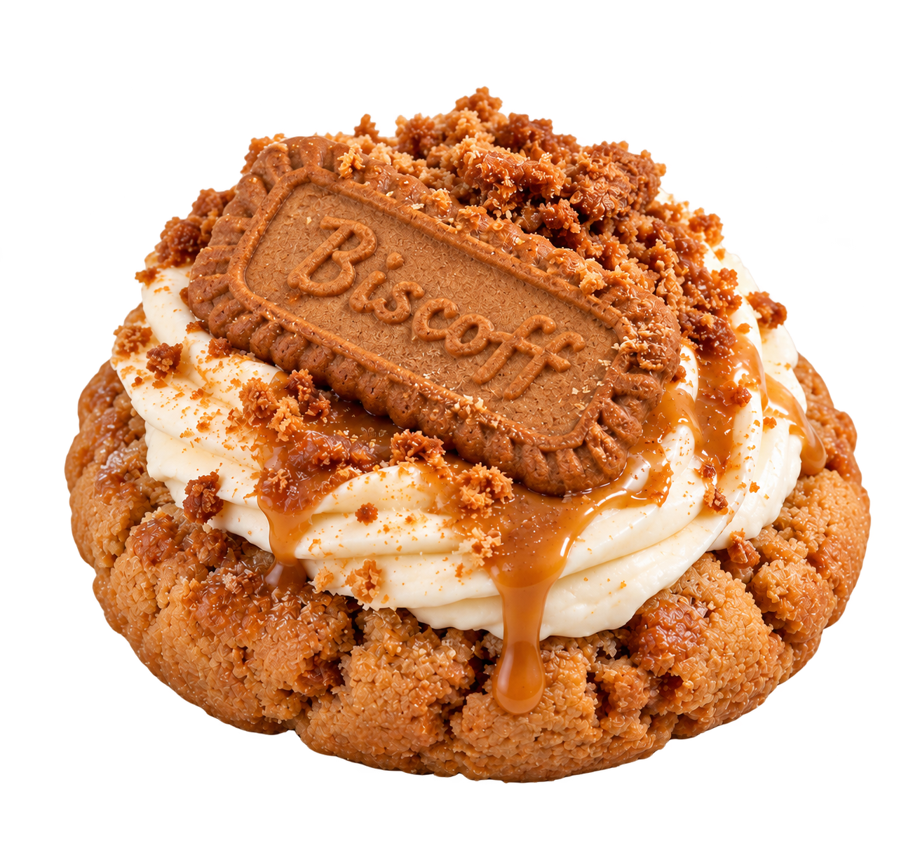 CUKI Biscoff cookie, background-extracted hero presentation derived from the original photo